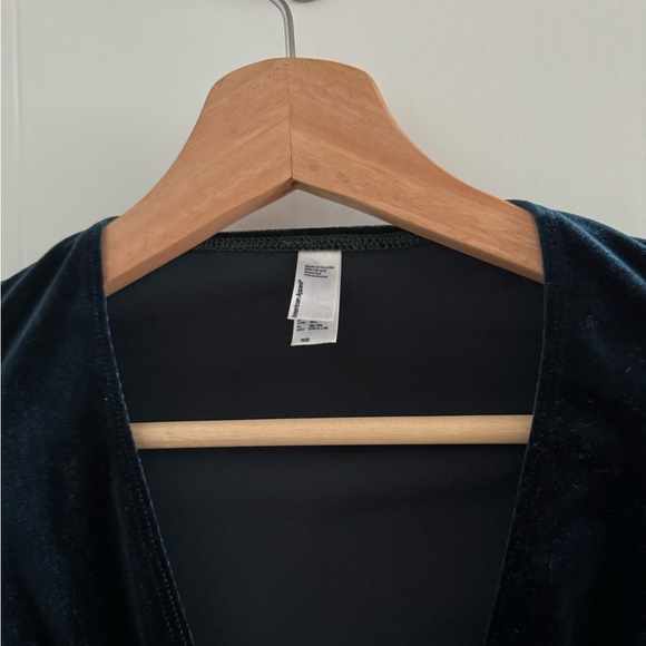 american apparel | green blue deep v-neck velvet dress - Picture 4 of 7